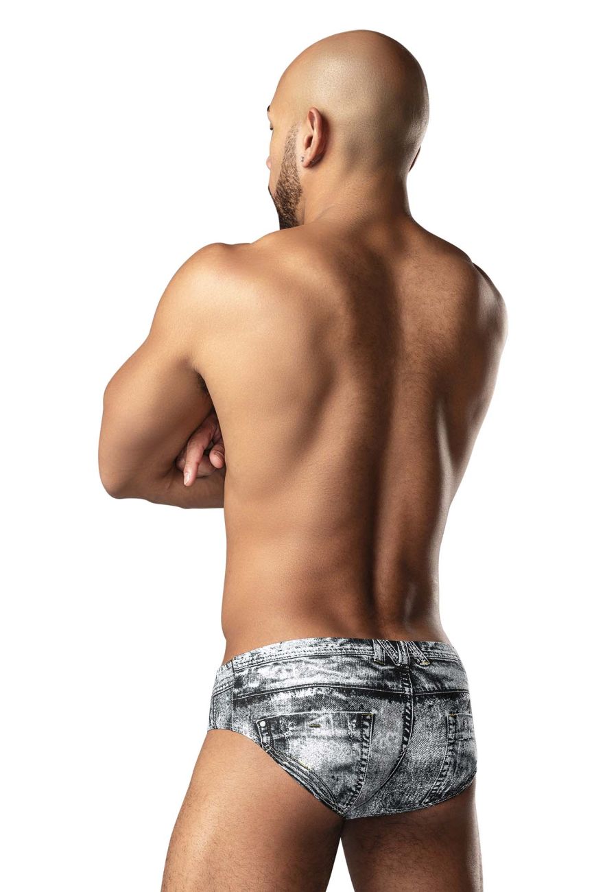 Male Power Men's Underwear 486-286 Dirty Denim Bikini Color Denim Print