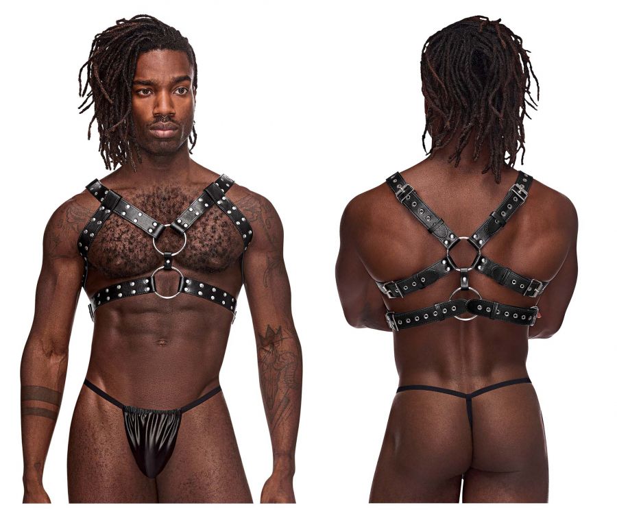 Male Power Men's Underwear 591-266 Leather Gemini Harness Color Black