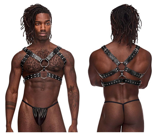 Male Power Men's Underwear 591-266 Leather Gemini Harness Color Black