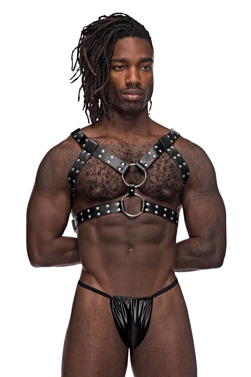 Male Power Men's Underwear 591-266 Leather Gemini Harness Color Black