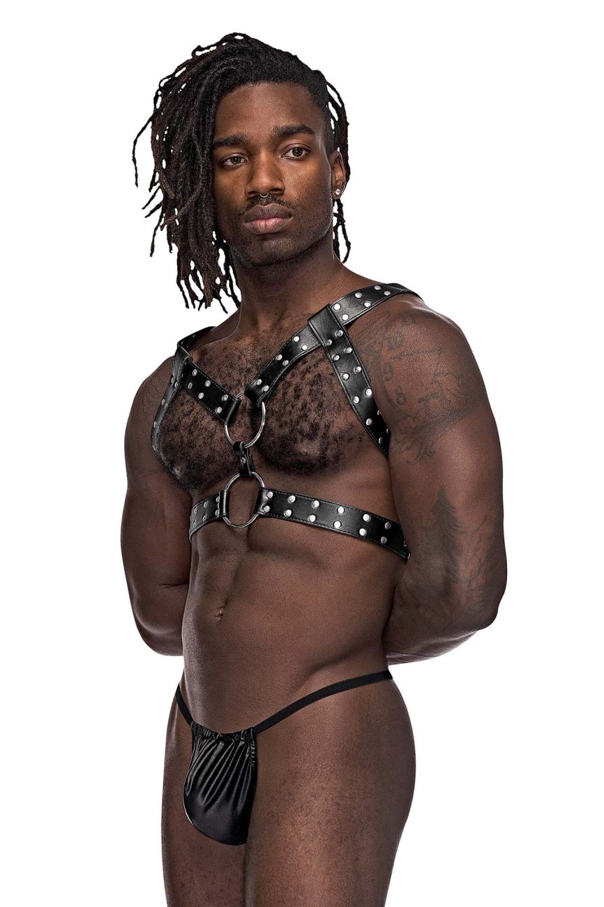 Male Power Men's Underwear 591-266 Leather Gemini Harness Color Black