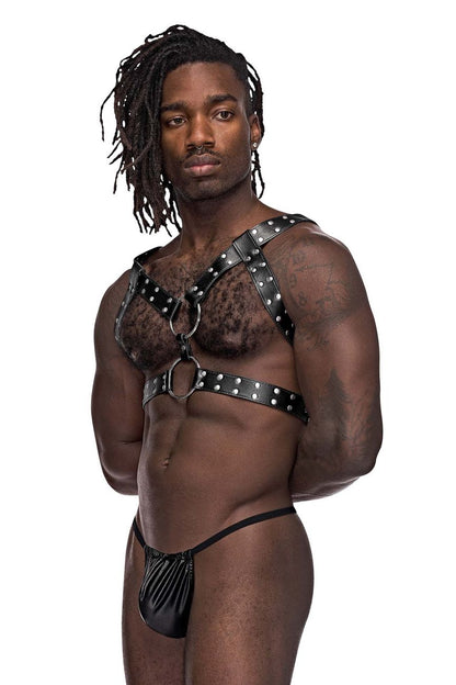 Male Power Men's Underwear 591-266 Leather Gemini Harness Color Black