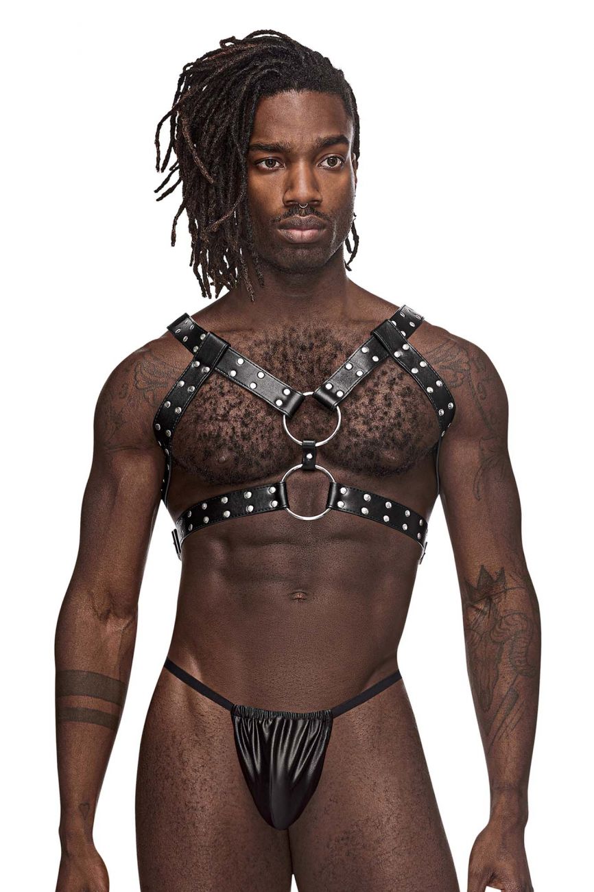 Male Power Men's Underwear 591-266 Leather Gemini Harness Color Black
