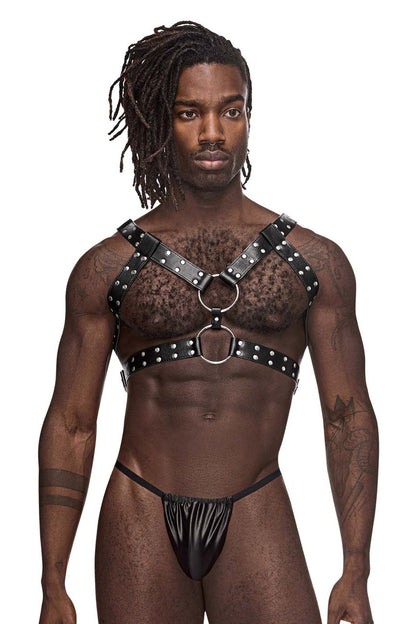 Male Power Men's Underwear 591-266 Leather Gemini Harness Color Black