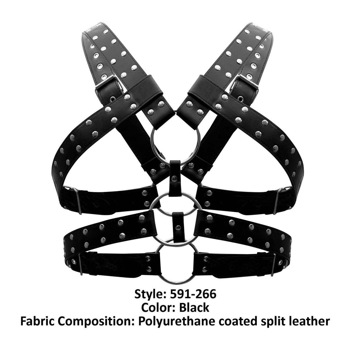 Male Power Men's Underwear 591-266 Leather Gemini Harness Color Black