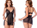 Mapale 7632 Babydoll and Matching Thong Color Leopard Black