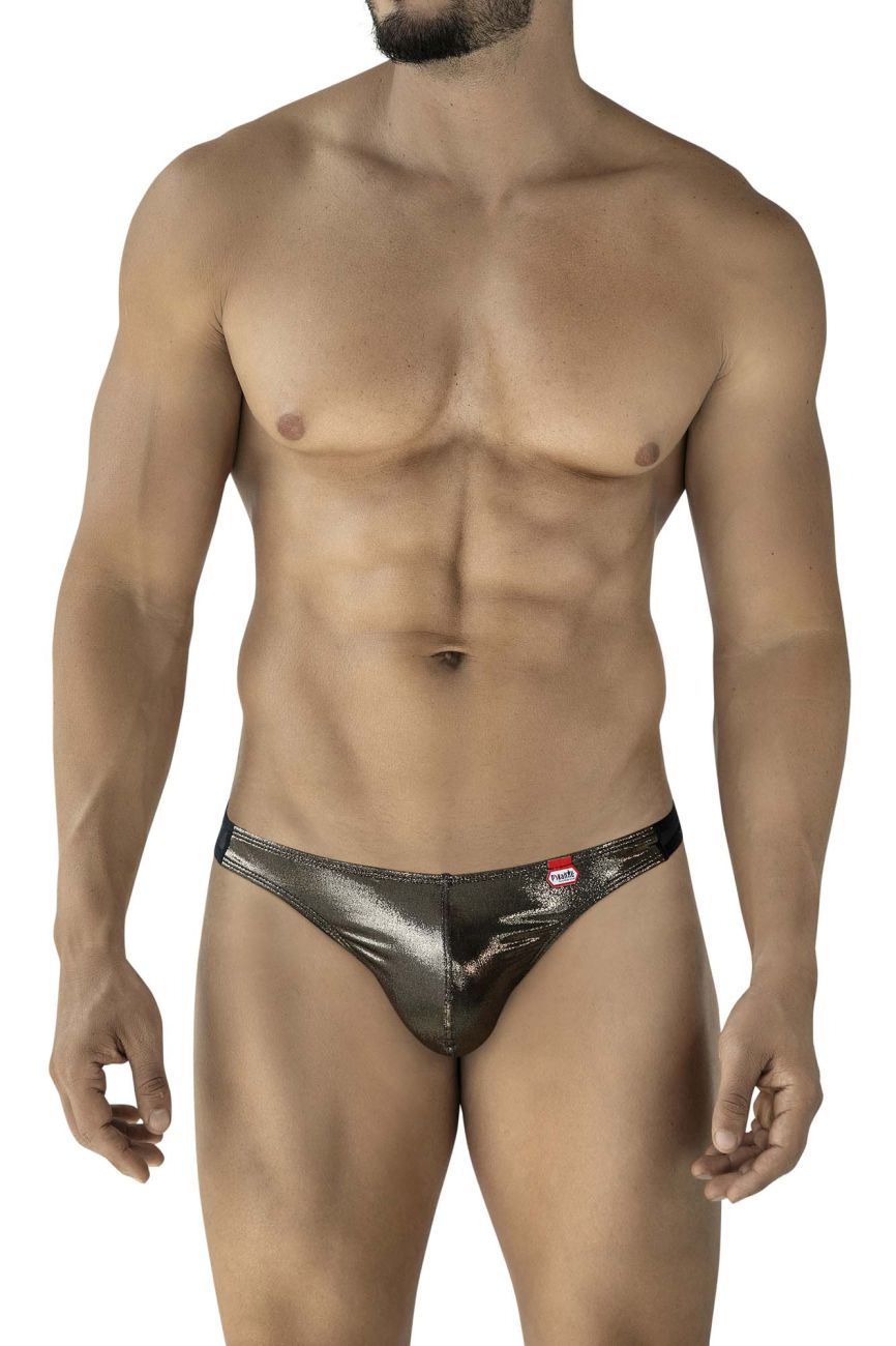 Pikante Men's Underwear PIK 2123 Gold Cup Thongs Color Black