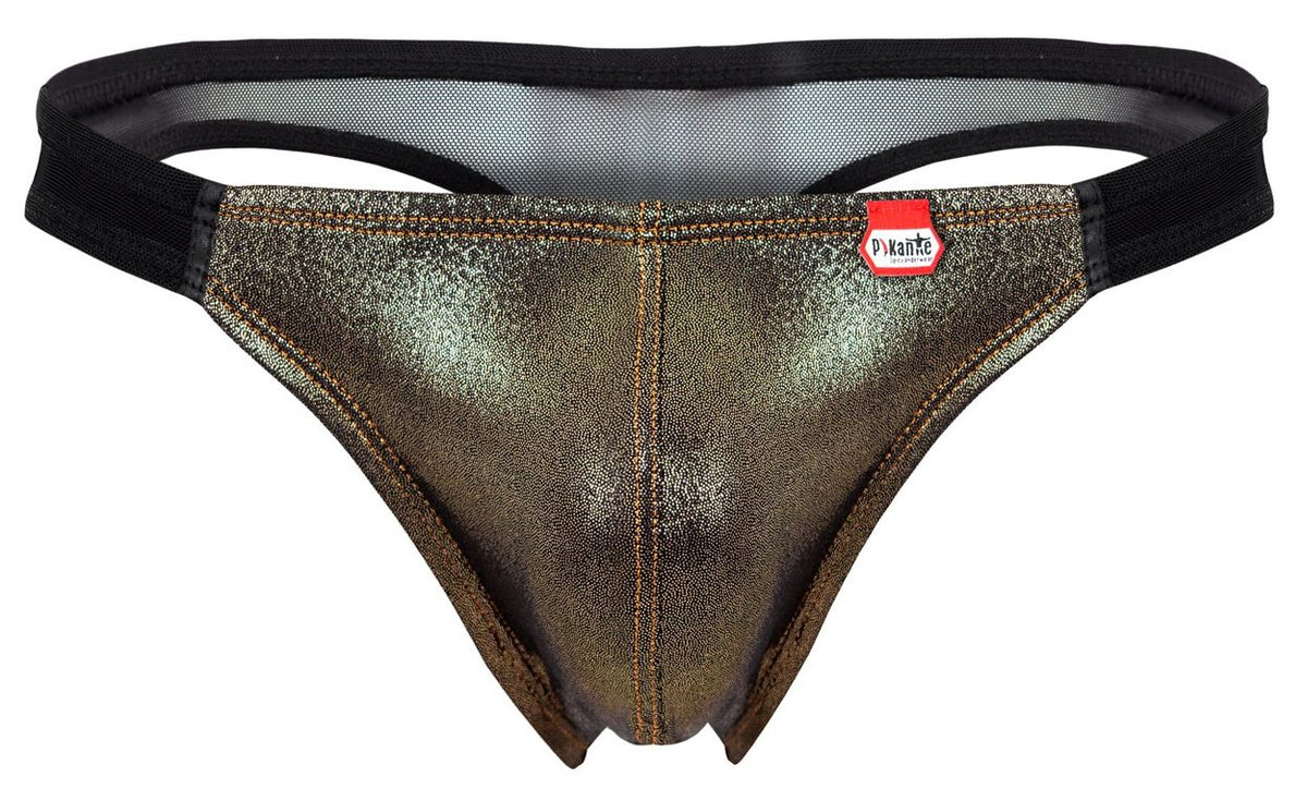 Pikante Men's Underwear PIK 2123 Gold Cup Thongs Color Black