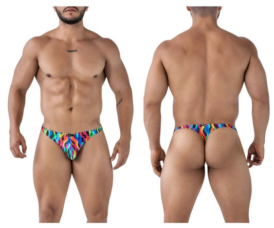 Xtremen Men's Underwear 91247 Printed Thongs Color Waves