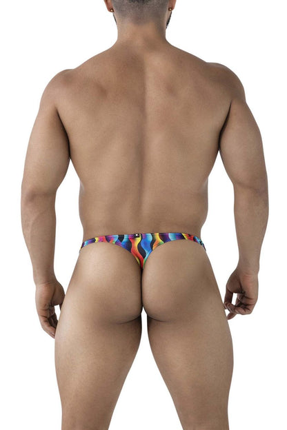Xtremen Men's Underwear 91247 Printed Thongs Color Waves
